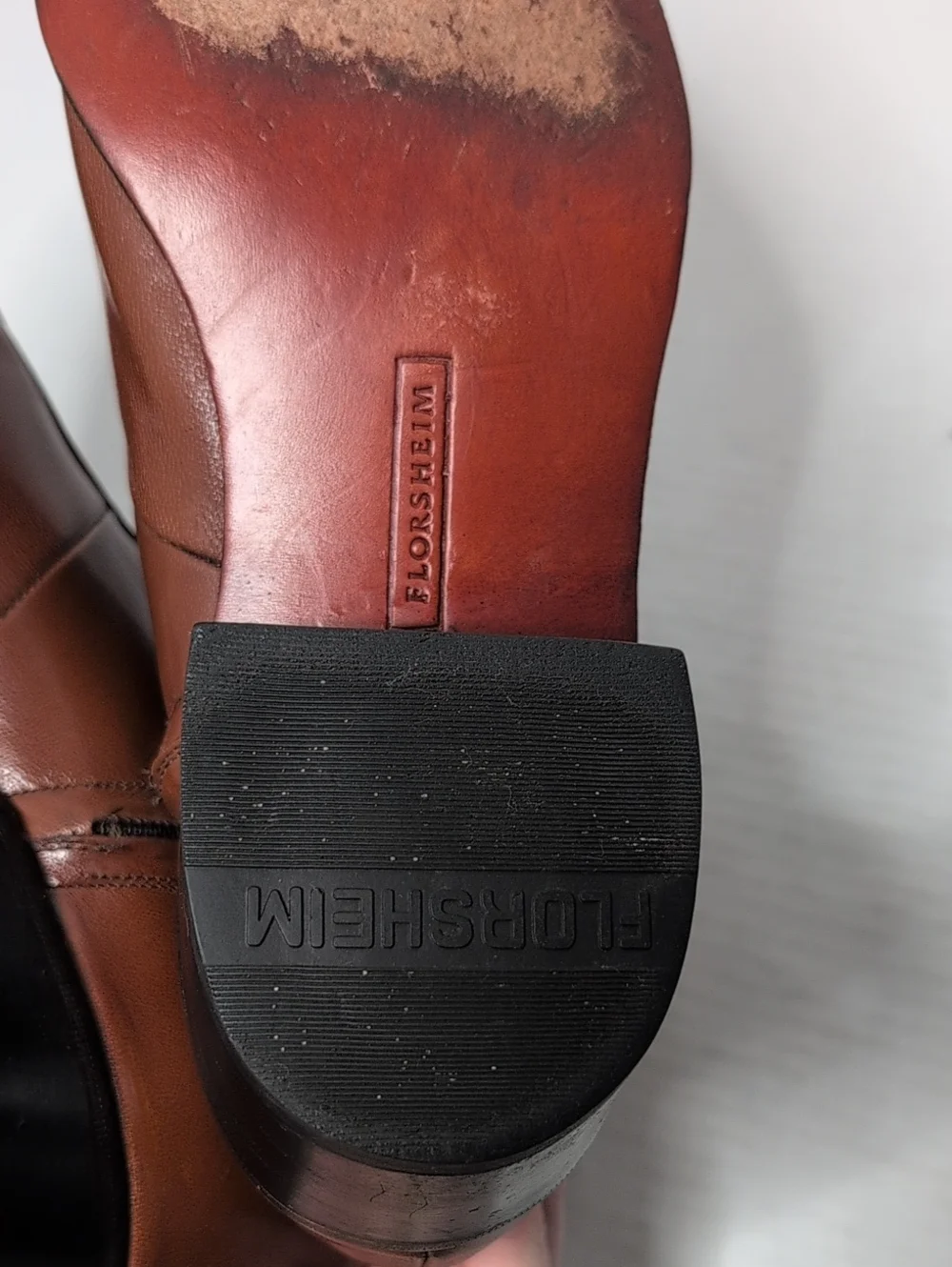 Florsheim Duke Leather Side Zip Bike Toe Ankle Boots Brown